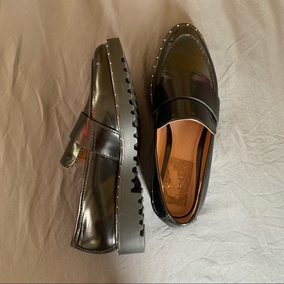 halogen patent leather studded loafers